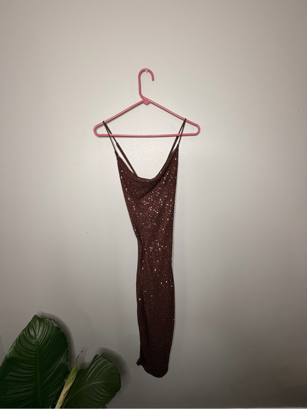 Windsor Brown Sequin Midi Slip Dress